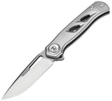Dreamtech Button Lock Gray Titanium Folding Bohler M390 Drop Point Pocket Knife K4260G