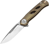 Dreamtech D4260 Button Lock Bronze Titanium Folding VG-10 Drop Pt Pocket Knife K4260VBR