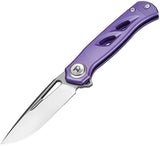 Dreamtech D4260 Button Lock Purple Titanium Folding VG-10 Drop Pt Pocket Knife K4260VP