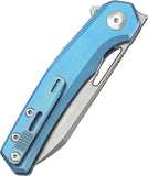 Dreamtech Button Lock Blue Titanium Folding Bohler M390 Sheepsfoot Pocket Knife K4281BL