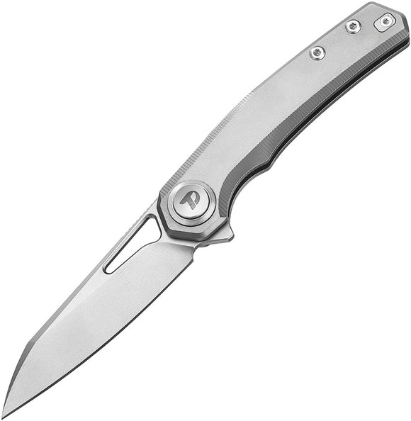 Dreamtech Button Lock Gray Titanium Folding Bohler M390 Sheepsfoot Pocket Knife K4281G