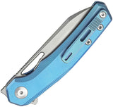 Dreamtech D4281 Button Lock Teal Titanium Folding Bohler M390 Pocket Knife K4281VBL