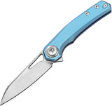Dreamtech D4281 Button Lock Teal Titanium Folding Bohler M390 Pocket Knife K4281VBL