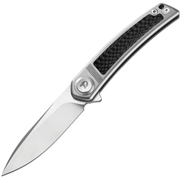 Dreamtech Button Lock Gray Titanium & Carbon Fiber Folding Bohler M390 Pocket Knife K4288C