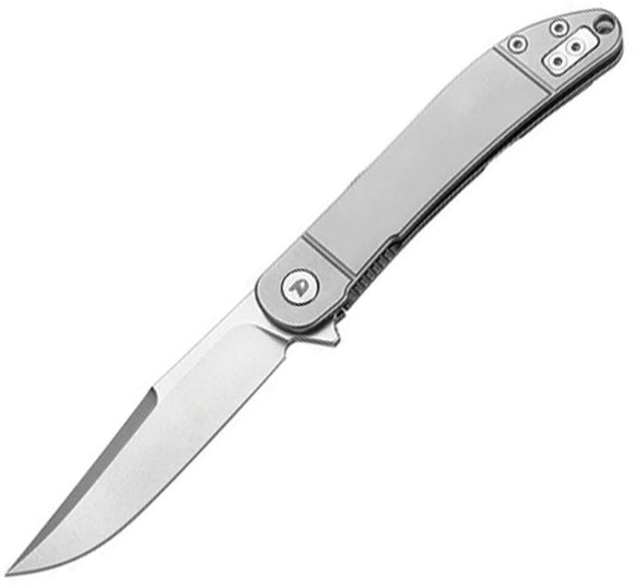 Dreamtech Framelock Gray Titanium Folding D2 Steel Clip Pt Pocket Knife K4366G