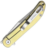 Dreamtech Framelock Gold Titanium Folding VG-10 Clip Pt Pocket Knife K4366VGR