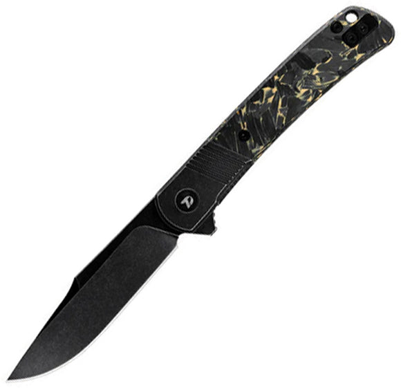 Dreamtech Framelock Black Titanium & Yellow Carbon Fiber Folding D2 Steel Pocket Knife K4368B
