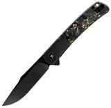 Dreamtech Framelock Black Titanium & Yellow Carbon Fiber Folding D2 Steel Pocket Knife K4368B