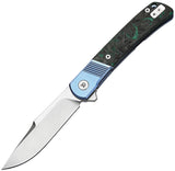 Dreamtech Framelock Blue Titanium & Green Carbon Fiber Folding VG-10 Pocket Knife K4368VBL
