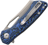 Dreamtech Pivot Button Lock Blue & Black Micarta Folding VG-10 Reverse Tanto Pocket Knife K4507MBL