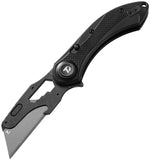 Dreamtech D4518 Utility Button Lock Black G10 Folding Pocket Knife w/ Extra Blades K4518GB