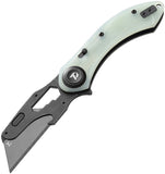 Dreamtech D4518 Utility Button Lock Jade G10 Folding Pocket Knife w/ Extra Blades K4518GJ