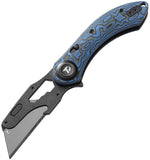 Dreamtech D4518 Utility Button Lock Black & Blue Micarta Folding Pocket Knife w/ Extra Blades K4518MBL
