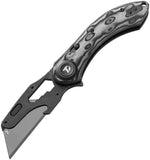 Dreamtech D4518 Utility Button Lock Black & Gray Micarta Folding Pocket Knife w/ Extra Blades K4518MG