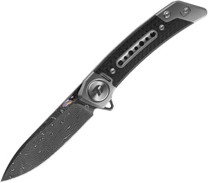 Dreamtech Framelock Titanium & Carbon Fiber Folding Damascus Pocket Knife K610TCD