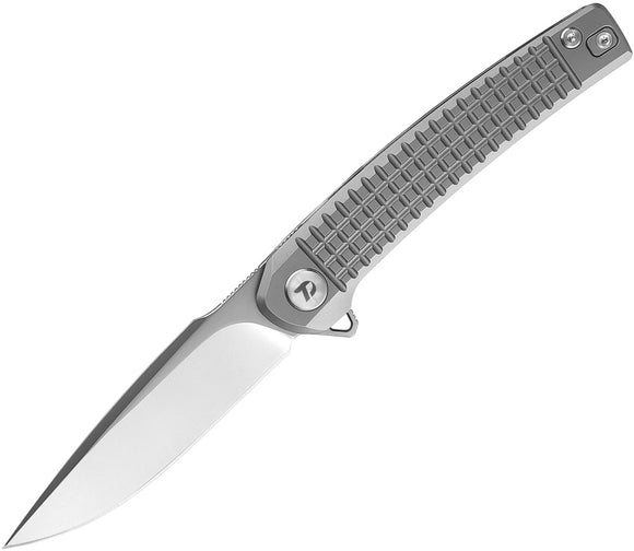 Dreamtech Framelock Gray Sculpted Titanium Folding Bohler M390 Pocket Knife K613TG