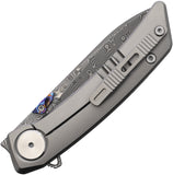 Dreamtech Framelock Gray Titanium & Carbon Fiber Folding Damascus Pocket Knife K9610TCD
