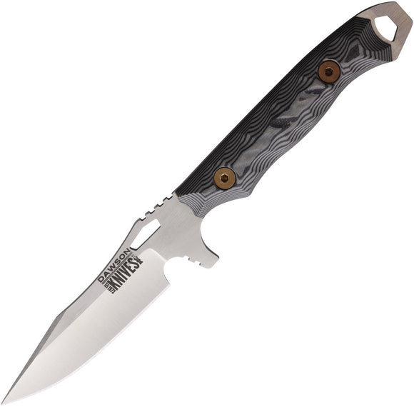 Dawson Knives Smuggler Gray & Black G10 Satin Magnacut Fixed Blade Knife 15923