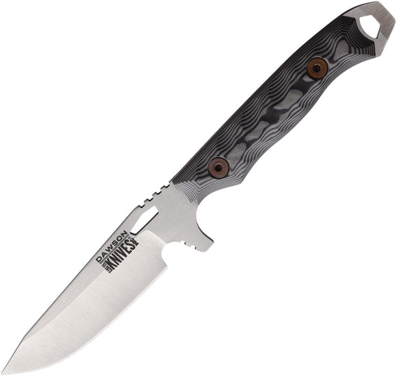 Dawson Knives Outcast Black & Gray G10 Satin MagnaCut Fixed Blade Knife 48454