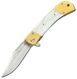ElitEdge A/O Linerlock White & Gold Folding Stainless Pocket Knife 10009MGWP