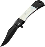 ElitEdge A/O Linerlock White & Black Folding Stainless Pocket Knife 10009MWPB