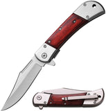 ElitEdge A/O Linerlock Brown Wood Folding 420C Steel Pocket Knife 10009SW