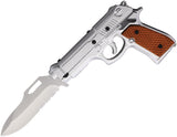 ElitEdge Pistol Linerlock A/O Gray Aluminum & Orange G10 Folding Stainless Pocket Knife 10930SW