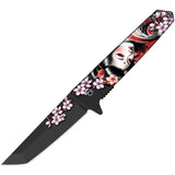ElitEdge Linerlock A/O Flower Maiko 420C Stainless Pocket Knife 10A102MKW
