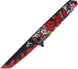 ElitEdge Linerlock A/O Black & Red Folding 420C Steel Pocket Knife 10A102RDM