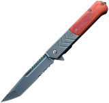ElitEdge Linerlock A/O Brown Wood Folding Stainless Pocket Knife 10A106WDTS