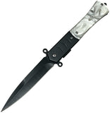 ElitEdge Linerlock A/O White Swirl Folding 420C Steel Pocket Knife 10A108PB