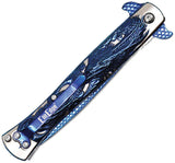 ElitEdge Stiletto Linerlock A/O Blue Stainless Folding Pocket Knife 10A112BL