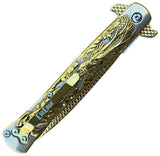ElitEdge Stiletto Linerlock A/O Gold Folding Stainless Pocket Knife 10A112GD