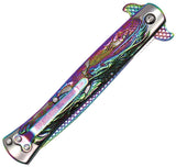 ElitEdge Stiletto Linerlock A/O Rainbow Stainless Folding Pocket Knife 10A112RB