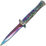 ElitEdge Stiletto Linerlock A/O Rainbow Stainless Folding Pocket Knife 10A112RB