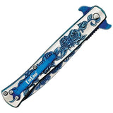 ElitEdge Stiletto Linerlock A/O Blue Stainless Folding Pocket Knife 10A119BL