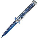 ElitEdge Stiletto Linerlock A/O Blue Stainless Folding Pocket Knife 10A119BL