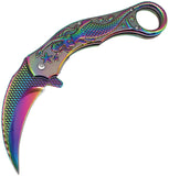 ElitEdge Mermaid Karambit Linerlock Spectrum Folding 440C Pocket Knife 10A120RB
