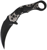 ElitEdge Mermaid Karambit Linerlock Black Folding 440C Pocket Knife 10A120SB