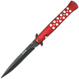 ElitEdge Linerlock A/O Red Aluminum Folding Stainless Pocket Knife 10A128RD