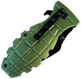 ElitEdge Grenade Linerlock A/O Green Aluminum Folding Serrated Pocket Knife 10A133GN