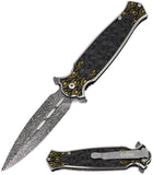 ElitEdge Dagger Linerlock A/O Black & Gold Folding Pocket Knife 10A37DBK