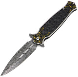 ElitEdge Dagger Linerlock A/O Black & Gold Folding Pocket Knife 10A37DBK