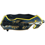 ElitEdge Dragon Rescue Linerlock A/O BG Aluminum Folding Pocket Knife 10A68BG