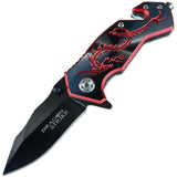 ElitEdge Dragon Rescue Linerlock A/O Red Aluminum Folding Pocket Knife 10A68BR