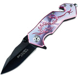 ElitEdge Dragon Rescue Linerlock A/O Pink Aluminum Folding Pocket Knife 10A68PK