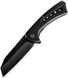 ElitEdge Linerlock A/O Black Stainless Folding Cleaver Pocket Knife 10A88BK