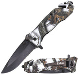 ElitEdge Linerlock A/O Black Camo ABS Folding Stainless Pocket Knife 10A89BC