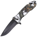 ElitEdge Linerlock A/O Black Camo ABS Folding Stainless Pocket Knife 10A89BC