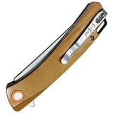 ElitEdge Linerlock Tan Micarta Folding D2 Steel Pocket Knife 10B013OR